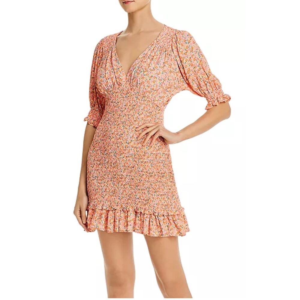 Faithfull The Brand Margherita Smocked Mini Dress - Size Medium / USA 6